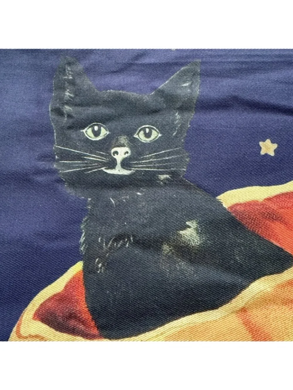 Williams Sonoma Halloween Tablecloth Skeleton Pumpkin Cat Cotton 70